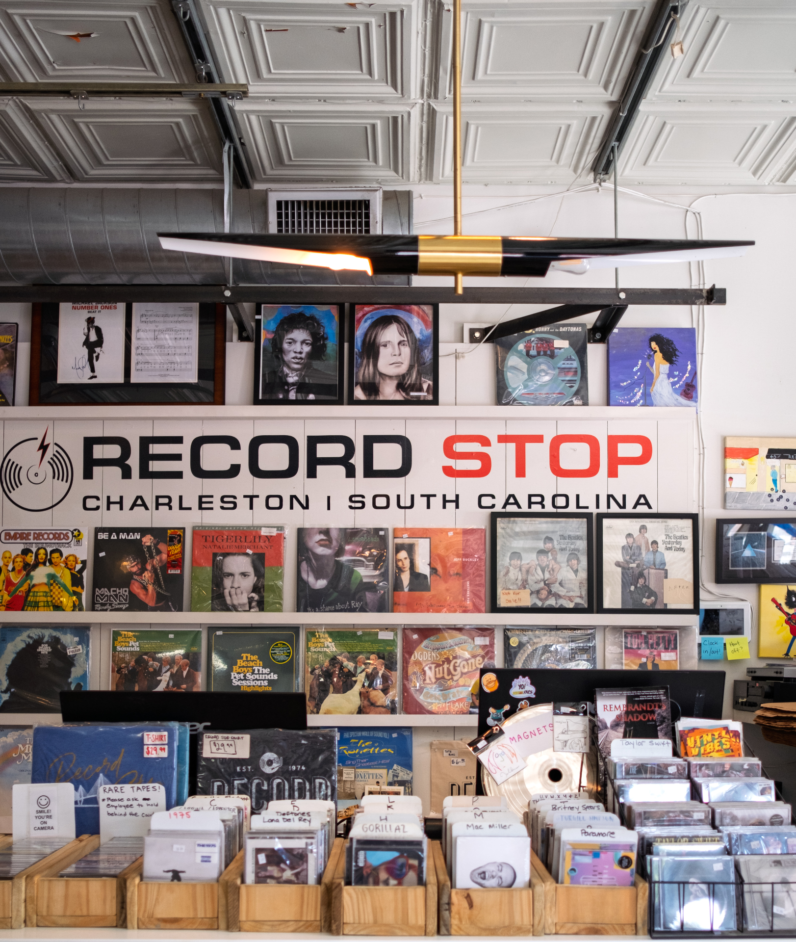 Record Stop vinyl shop interior in Charleston, South Carolina